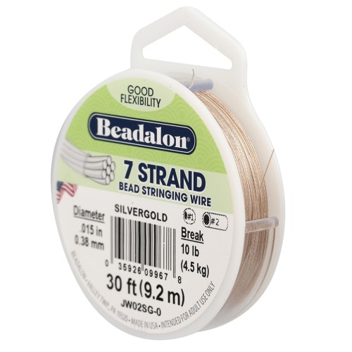 Cavetto acciaio argentato dorato 7 fili mm. 0.38 x m. 9,2