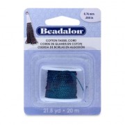 Cordon coton avec fil métallique pour réaliser des pomponse 0.8 mm Noir/Turquoise x 20m