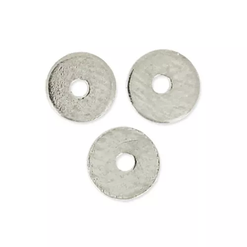 Dischi piatti forati lisci in ottone stile Heishi 4 mm Rodiato x10