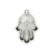Ciondolo in resina Mano di Fatima 23 mm - Impiallacciatura in argento invecchiato x1