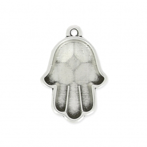 Ciondolo in resina Mano di Fatima 23 mm - Impiallacciatura in argento invecchiato x1