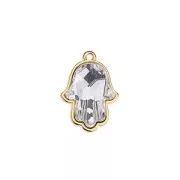 Ciondolo in resina Mano di Fatima 23 mm - Impiallacciatura in argento invecchiato x1
