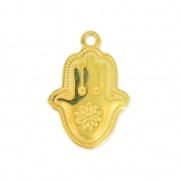 Pendente Mano di Fatima decoraz. double face 21 mm Dorato con oro fino x1