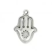 Pendente Mano di Fatima decoraz. double face 21 mm placcatura argento fino anticato x1