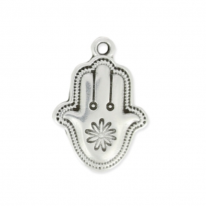 Pendente Mano di Fatima decoraz. double face 21 mm placcatura argento fino anticato x1