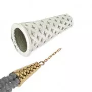 Cono o terminale a losanghe 20 mm placcatura argento fino anticato x1