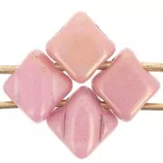 Perles en verre 2 trous Silky Bead Dia 5x5 mm Opaque Luster Rose x50