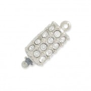Chiusura clip con strass PureCrystal 8.5x20mm placcato rodio/Cry|raw }}