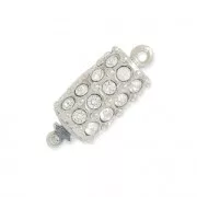 Chiusura clip con strass PureCrystal 8.5x20mm placcato rodio/Cry