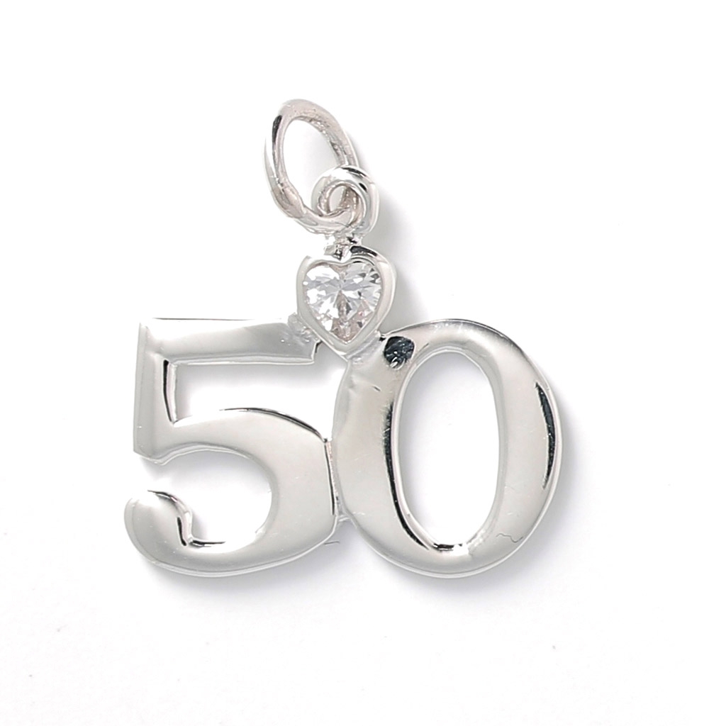 Ciondolo compleanno 50 anni con cuore 23 mm in Argento 925 x1 - Perles & Co