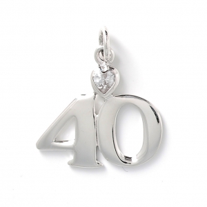Ciondolo compleanno 40 anni con cuore Cristal 23 mm in Argento 925 x1