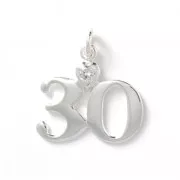 Ciondolo compleanno 30 anni con Cuore Cristal 23 mm Argento 925 x1