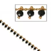 Catena con perle sfaccettate mm. 3 Nero/ dorato x 50cm