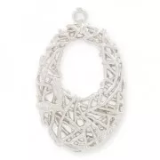 Pendentif en laiton forme ovale avec fil entrelacé 26 mm rhodié