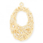 Pendentif en laiton forme ovale avec fil entrelacé 26 mm light gold HQ|raw }}