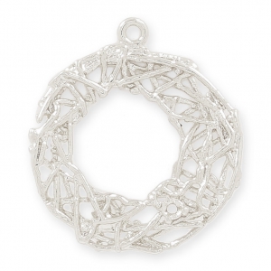 Pendentif en laiton rond avec fil entrelacé 22 mm rhodié