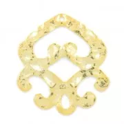 Pendente goccia martellato 40 mm dorato con oro fino x1