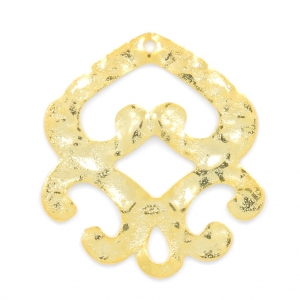 Pendente goccia martellato 40 mm dorato con oro fino x1