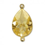 Castone da incollare PureCrystal 4320 pera mm. 14x10 2 anelli dorato|raw }}