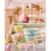 7 fiori e foglie decorative in cuoio 27-55 mm Turchese x1