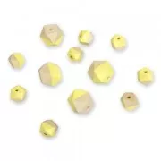 12 perle sfaccettate in legno per progetti DIY - 15/20 mm - Giallo Banana