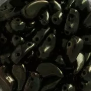 Perline di vetro 2 fori Zoliduo® Right 5x8mm Jet Green Luster x20