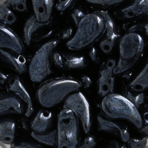 Perline di vetro 2 fori Zoliduo® Left 5x8mm Jet Hematite x20