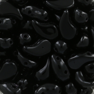 Perline di vetro 2 fori Zoliduo® Left 5x8mm Jet x20