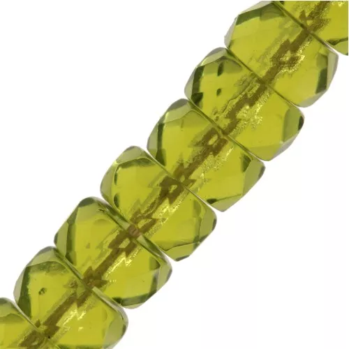 Perla sfaccettata Heishi 6x3 mm - Olivina x25