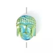 Perlina in Ematite sintetico Testa di Budda 8.5x7x4 mm Light Green Metallic x1