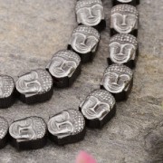 Perlina in Ematite sintetico Testa di Budda 8.5x7x4 mm Jet Hematite x1