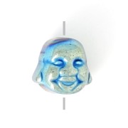 Perlina in Ematite sintetico Testa di Budda 8x8x7 mm Light Green Metallic x1