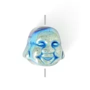 Perlina in Ematite sintetico Testa di Budda 8x8x7 mm Light Green Metallic x1