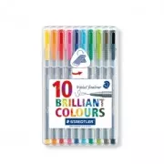 10 feutres Triplus Fineliner de 0.3 mm - STAEDTLER - Brillant Colours