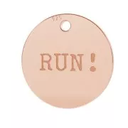 Medaglia Run mm.11 Argento 925 oro rosa x1