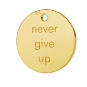 Medaglia Never give up mm.11 Argento 925 Dorato con oro finox1|raw }}