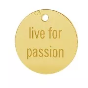 Medaglia Live for passion mm.11 Argento 925 Dorato con oro finox1