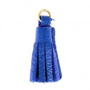 Nappina di cuoio 22 mm Per creazioni Fai da te - Blu elettrico - Dorato con oro x1