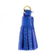 Nappina di cuoio 22 mm Per creazioni Fai da te - Blu elettrico - Dorato con oro x1