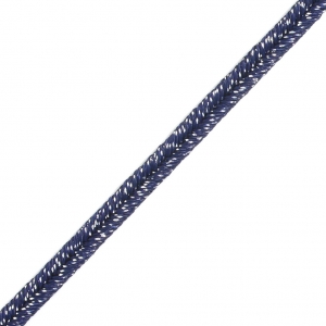 Soutache brillante di fabbricazione italiana 3,5 mm Blu notte / Argento x1m