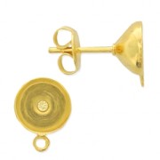 Orecchini con castone per 1028/1088 e Zircon 8mm con anello Dorato con oro fino x2|raw }}