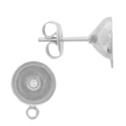 Orecchini con castone per 1028/1088 e Zircon 8mm con anello Rodiato x2