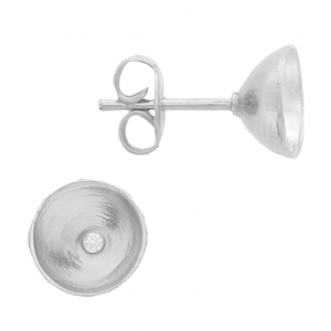 Orecchini con castone per 1028/1088 e Zircon 8mm rodiato x2