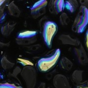 Perline di vetro 2 fori Zoliduo® Right 5x8mm Jet AB x20