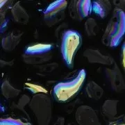 Perline di vetro 2 fori Zoliduo® Right 5x8mm Jet AB x20