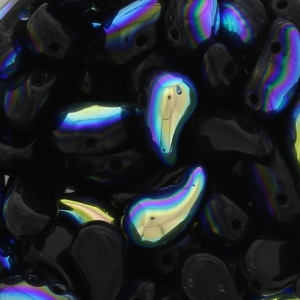 Perline di vetro 2 fori Zoliduo® Right 5x8mm Jet AB x20