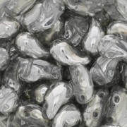 Perline di vetro 2 fori Zoliduo® Right 5x8mm Crystal/Argent x20