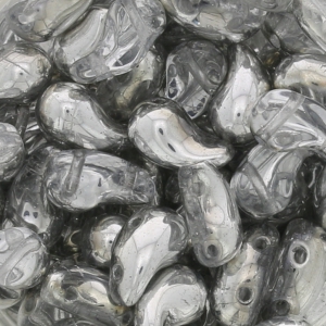 Perline di vetro 2 fori Zoliduo® Right 5x8mm Crystal/Argent x20