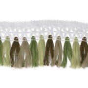 Nastro merletto e pompons 50 mm Bianco/Beige/Olive/Kaki x50cm