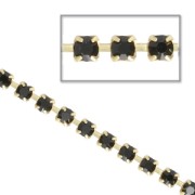 Chaîne strass en cristal taillé 2.10 mm Jet Laiton x50cm